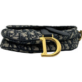 クリスチャン・ディオール Christian Dior サドルバッグ M0447 ネイビー キャンバス レディース ショルダーバッグ