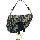 クリスチャン・ディオール Christian Dior サドルバッグ M0447 ネイビー キャンバス レディース ショルダーバッグ