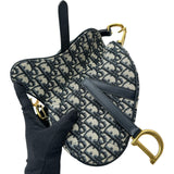 クリスチャン・ディオール Christian Dior サドルバッグ M0447 ネイビー キャンバス レディース ショルダーバッグ