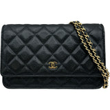 シャネル CHANEL マトラッセチェーンウォレット AP0250 ブラック ゴールド金具 キャビアスキン レディース ショルダーバッグ