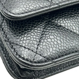 シャネル CHANEL マトラッセ チェーンウォレット AP0250 ブラック シルバー金具 キャビアスキン レディース ショルダーバッグ