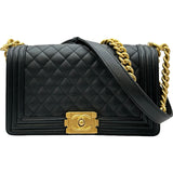 シャネル CHANEL ボーイシャネル25 A67086 ブラック ゴールド金具 キャビアスキン レディース ショルダーバッグ