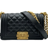シャネル CHANEL ボーイシャネル20 A67085 28番台 ブラック ゴールド金具 キャビアスキン レディース ショルダーバッグ