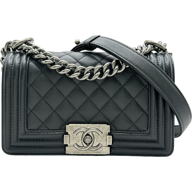 CHANELボーイシャネル キャビアスキン ハンドバッグ シャネル CHANEL ボーイシャネル20 A67085 ブラック/シルバー金具