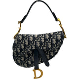 クリスチャン・ディオール Christian Dior サドルバッグ M0447 ネイビー キャンバス レディース ショルダーバッグ