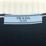 プラダ PRADA ロゴ刺繍半袖ニットカーディガン P25I04 ブラック コットン レディース カーディガン