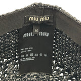 ミュウミュウ miu miu ロゴ刺繍ラフィアハット 5HC320 ブラック レーヨン レディース その他ファッション雑貨