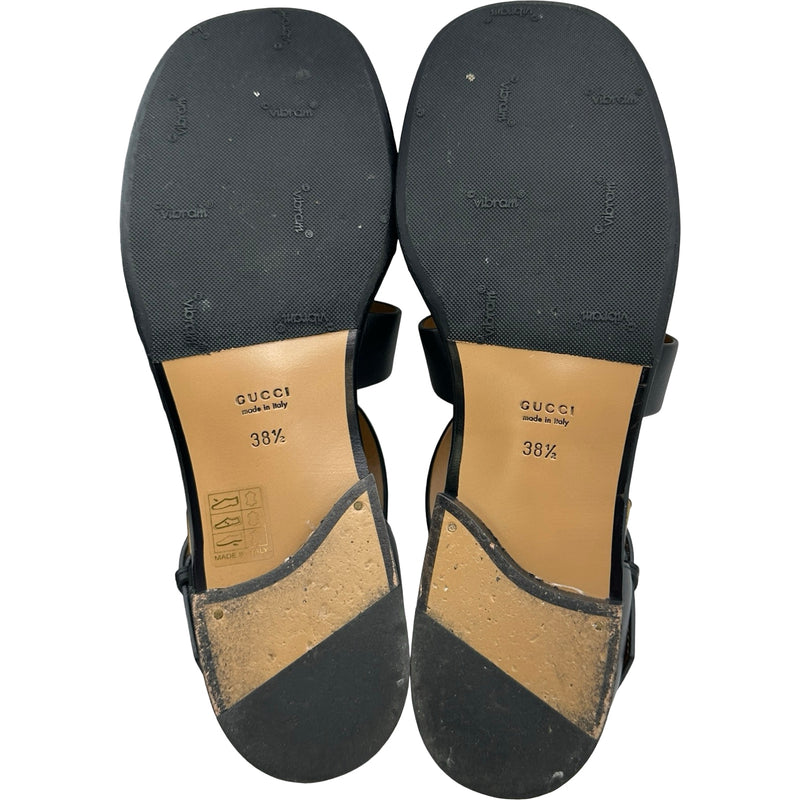 GUCCI ホースビット サンダル ブラック 35 グッチ GUCCI ホースビットレザーサンダル ブラック レザー レディース