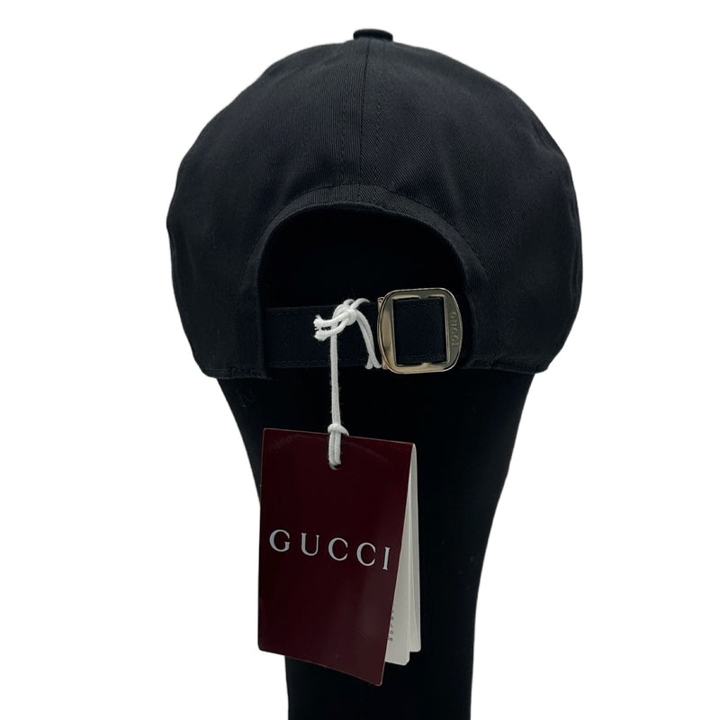 グッチ GUCCI ロゴ刺繍ベースボールキャップ 792782 ブラック コットン