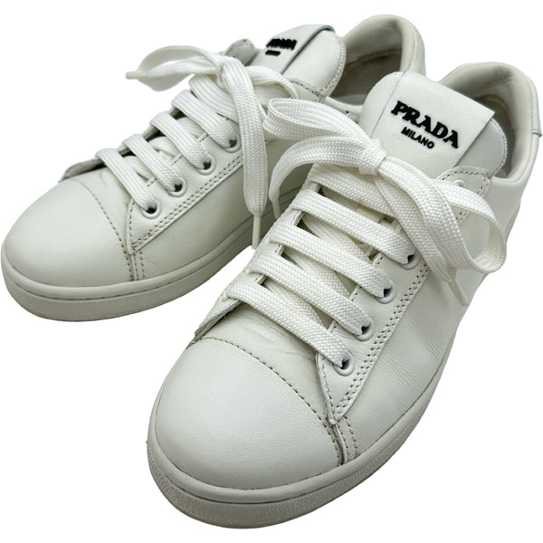 プラダ PRADA ロゴローカットスニーカー 2EG400 ホワイト レザー