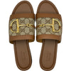 グッチ GUCCI GGキャンバスフラットサンダル 834427 ブラウン レザー レディース サンダル