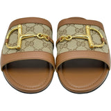 グッチ GUCCI GGキャンバスフラットサンダル 834427 ブラウン レザー レディース サンダル