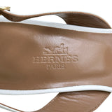 エルメス HERMES ナイト スリング バックサンダル ホワイト レザー レディース サンダル