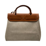 エルメス HERMES エールバッグMM □E刻 エクリュ/ゴールド シルバー金具 トワル/レザー レディース ショルダーバッグ
