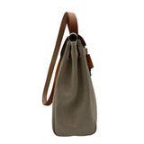 エルメス HERMES エールバッグMM □E刻 エクリュ/ゴールド シルバー金具 トワル/レザー レディース ショルダーバッグ