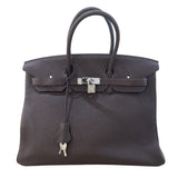 エルメス HERMES バーキン35 □Ｍ刻 ショコラ シルバー金具 トゴ ユニセックス ハンドバッグ