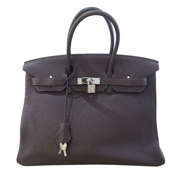 エルメス HERMES バーキン35 □M刻 ショコラ シルバー金具 トゴ ユニ