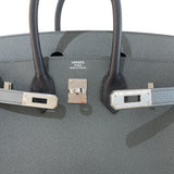エルメス HERMES バーキン25 K刻 ヴェールマングローブ ヴェールアマンド ブラック シルバー金具 エプソン レディース ハンドバッグ