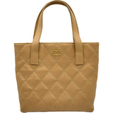 シャネル CHANEL ワイルドステッチ ハンドバッグ A18126 8番台 ベージュ ゴールド金具 ラムスキン レディース トートバッグ