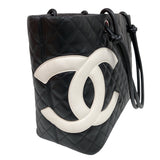 シャネル CHANEL カンボンライントート　ラージ A25169 ブラック・ホワイト ラム レディース トートバッグ
