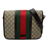 グッチ GUCCI GGプラス シェリーラインメッセンジャーバッグ 211130 ブラウン コーティングキャンバス/レザー レディース メッセンジャーバッグ