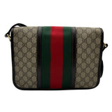 グッチ GUCCI GGプラス シェリーラインメッセンジャーバッグ 211130 ブラウン コーティングキャンバス/レザー レディース メッセンジャーバッグ