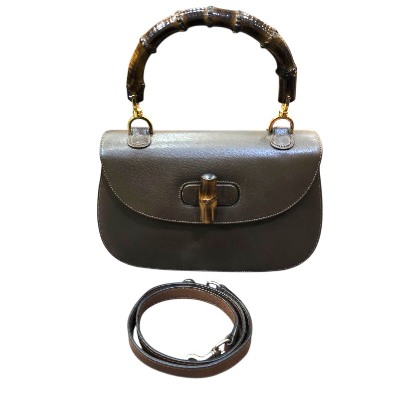 グッチ GUCCI バンブーハンドバッグ ブラウン レザー レディース