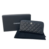 シャネル CHANEL マトラッセ ロングジップウォレット AP0242 ブラック/シルバー金具 キャビアスキン レディース 長財布