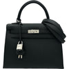 エルメス HERMES ケリー25 外縫い W刻印 ブラック シルバー金具 エプソン レディース ショルダーバッグ