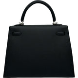 エルメス HERMES ケリー25 外縫い W刻印 ブラック シルバー金具 エプソン レディース ショルダーバッグ