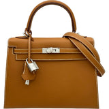 エルメス HERMES ケリー25 外縫い K刻印 ゴールド シルバー金具 エプソン レディース ショルダーバッグ