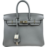 エルメス HERMES バーキン25 K刻印 ブルーグラシエ シルバー金具 トゴ レディース ハンドバッグ