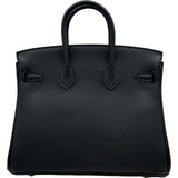 エルメス HERMES バーキン25 K刻印 ブラック シルバー金具 トゴ レディース ハンドバッグ