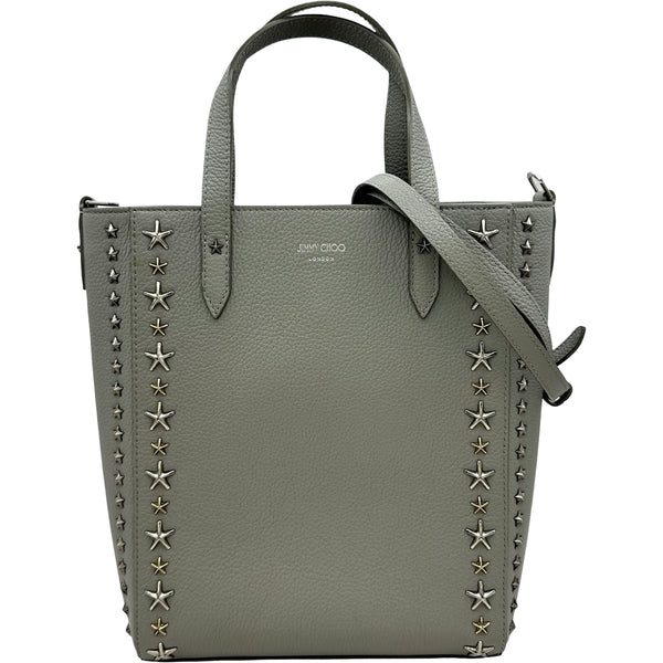 ジミーチュウ JIMMY CHOO ペガシスタッズ2WAYバッグ グレー レザー