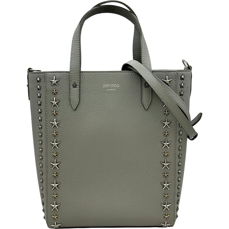 ジミーチュウ JIMMY CHOO ペガシスタッズ2WAYバッグ グレー レザー