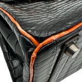 エルメス HERMES バーキン25 □H刻印 ブラック/オレンジ シルバー金具 ニロティカス レディース ハンドバッグ