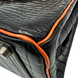 エルメス HERMES バーキン25 □H刻印 ブラック/オレンジ シルバー金具 ニロティカス レディース ハンドバッグ