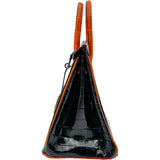 エルメス HERMES バーキン25 □H刻印 ブラック/オレンジ シルバー金具 ニロティカス レディース ハンドバッグ