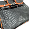 エルメス HERMES バーキン25 □H刻印 ブラック/オレンジ シルバー金具 ニロティカス レディース ハンドバッグ