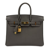 エルメス HERMES バーキン25 U刻 エタン ゴールド金具 トゴ レディース ハンドバッグ