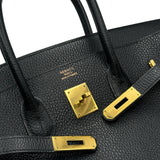 エルメス HERMES バーキン35 □B刻印 ブラック/ゴールド金具 アルデンヌ レディース ハンドバッグ