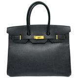 エルメス HERMES バーキン35 □B刻印 ブラック/ゴールド金具 アルデンヌ レディース ハンドバッグ