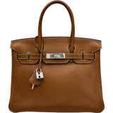 エルメス HERMES バーキン30 C刻印 ゴールド/シルバー金具 フォーブ レディース ハンドバッグ