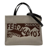 サルヴァトーレ・フェラガモ Salvatore Ferragamo スモールロゴトートバッグ 219475 ベージュ/ブラウン キャンバス/レザー レディース トートバッグ