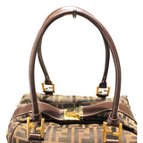 フェンディ FENDI ズッカハンドバック ブラウン ナイロンキャンパス レディース ハンドバッグ