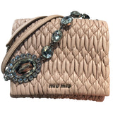 ミュウミュウ miu miu ナッパクリスタル ショルダーバッグ RT0530 ピンクベージュ シルバー金具 ナッパレザー レディース ショルダーバッグ