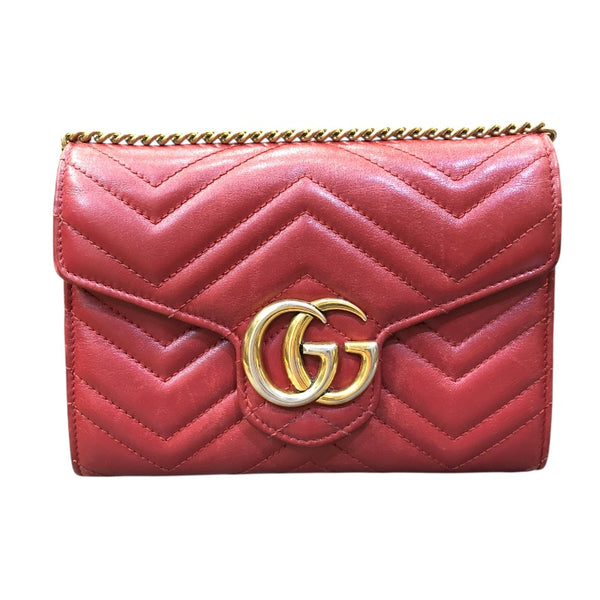 グッチ GUCCI GGマーモント チェーンウォレット 474575 レット