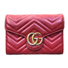 グッチ GUCCI GGマーモント チェーンウォレット 474575 レット ゴールド金具 レザー レディース ウォレットチェーン