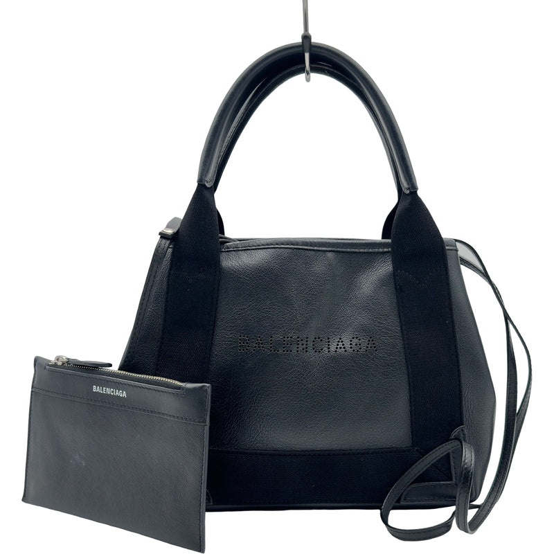 バレンシアガ BALENCIAGA ネイビーカバスXS 390346 ブラック レザー
