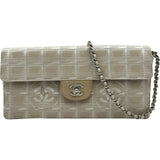 シャネル CHANEL ニュートラベルライン チェーンバッグ A15285 6番台 ベージュ シルバー金具 ナイロンジャガード レディース ショルダーバッグ
